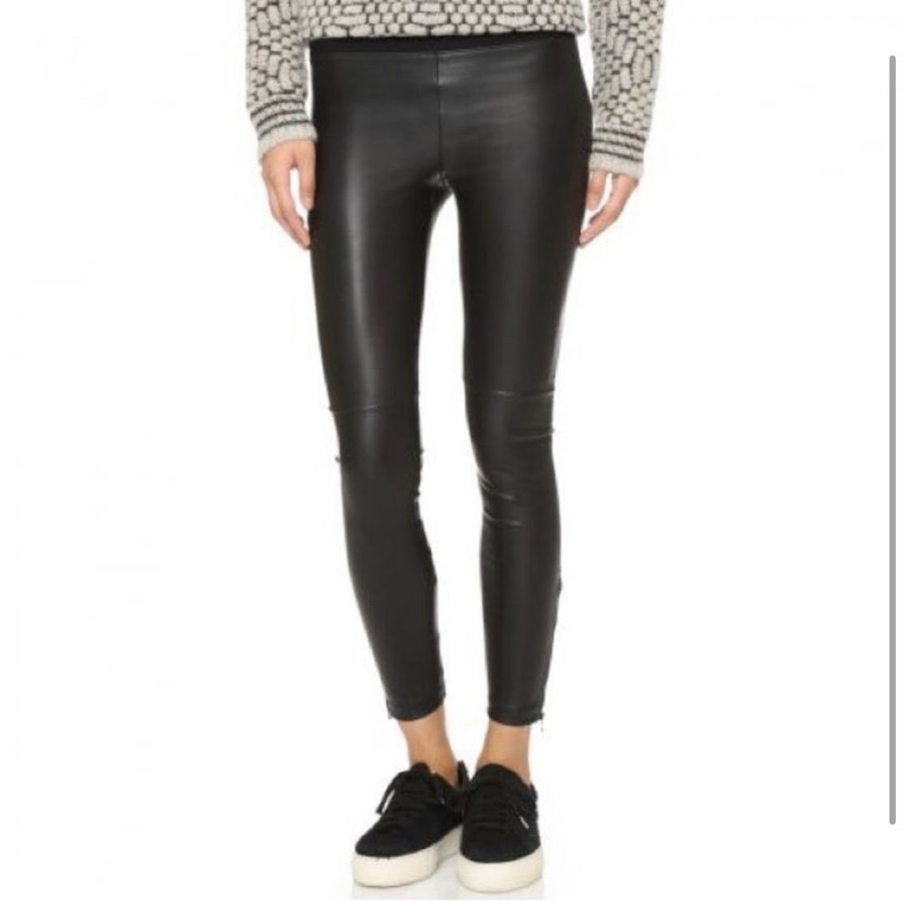 NWT David Lerner Black Faux Vegan Leather Stretch Leggings Large